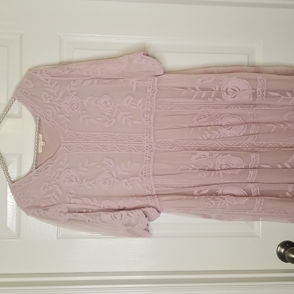 Tea N Rose Womens Shortsleeve Sheer Lined Lavender Maxi Dress - Picture 2 of 12